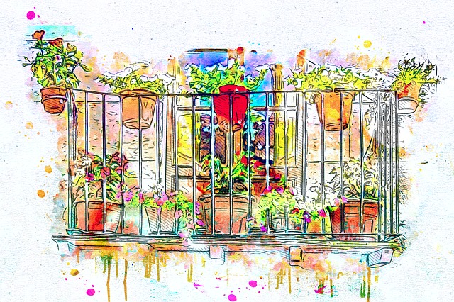 balkon s květinami
